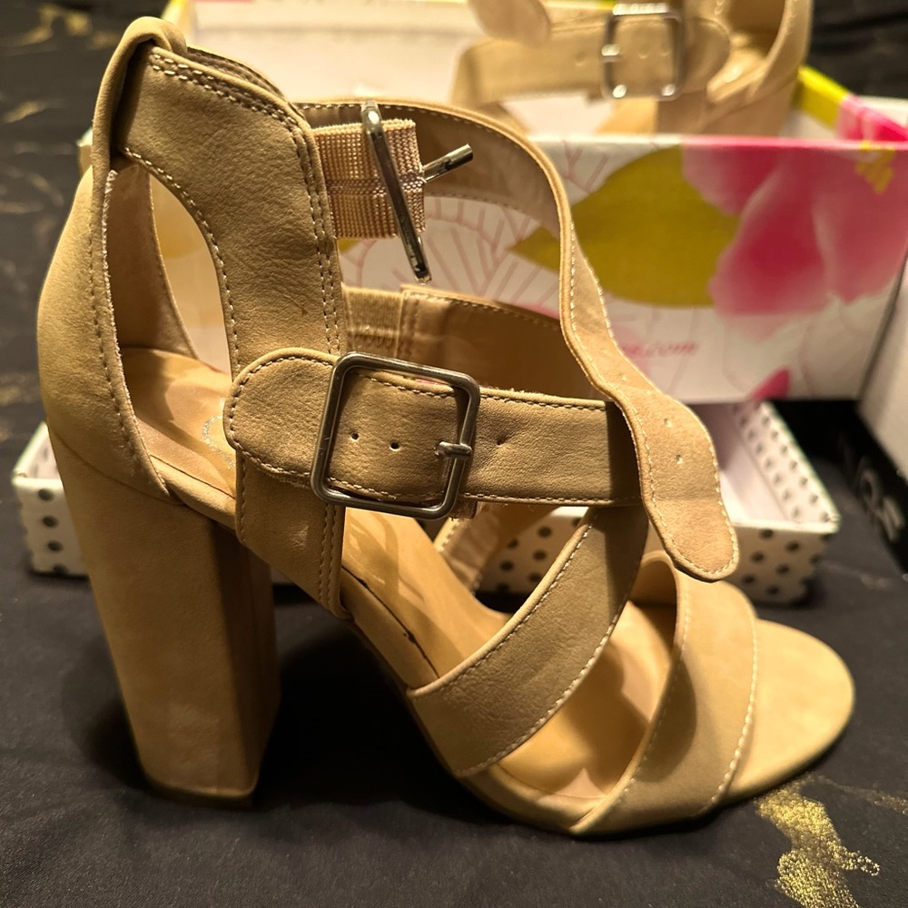 Natural block heels never worn